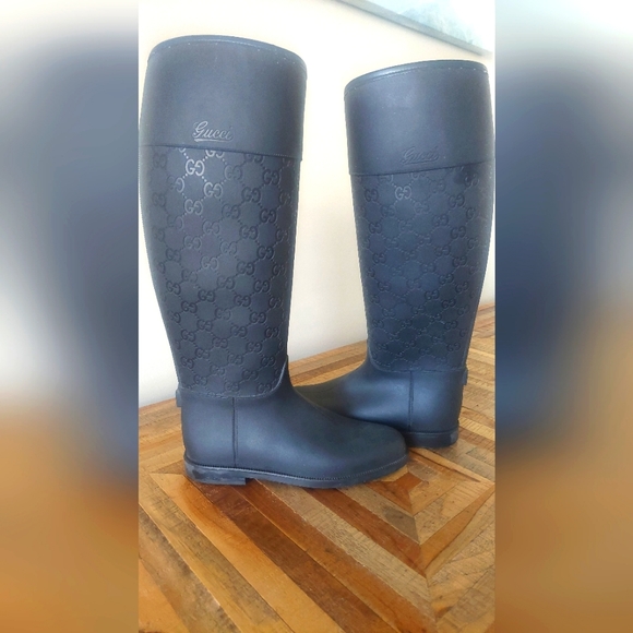 Gucci Black GG Rubber Boots / Wellingtons. Size EU 35 - Picture 3 of 7
